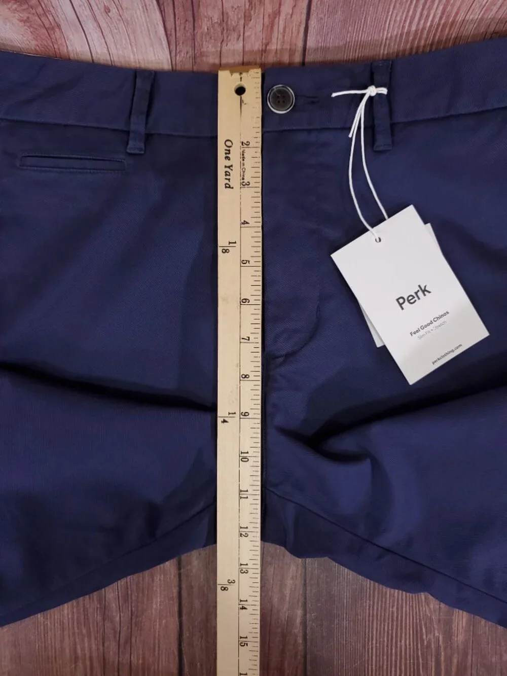NWT Perk Clothing Feel Good Chino Mens 34x32 (31.5 Inseam) Slim Fit Stretch Navy